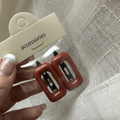 Personalized Girl Color Plastic Hairpin Advanced Design Sense Side Clip Hairpin a Pair of Hairclips Square Bang Clip Frog Buckle Bar Shaped Hair Clip Hairpin