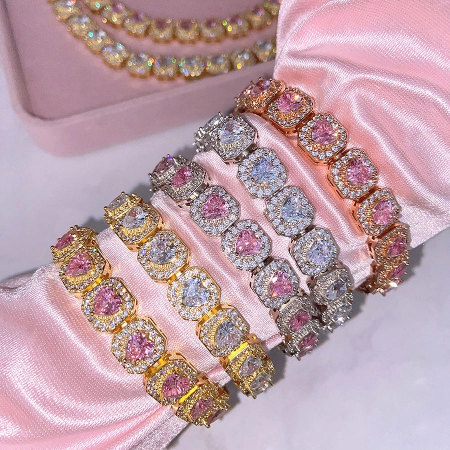 Copper Zircon Plating Inlay Square Zircon Bracelets