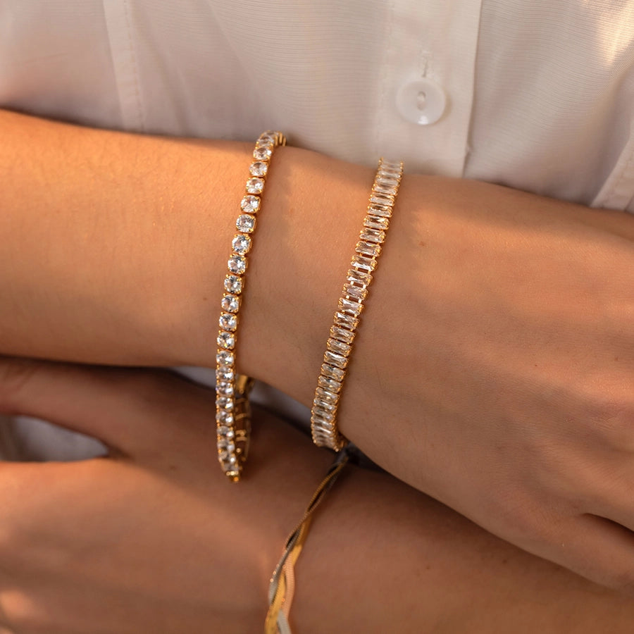 Simple Style Classic Style Shiny Geometric 304 Stainless Steel Bracelets In Bulk