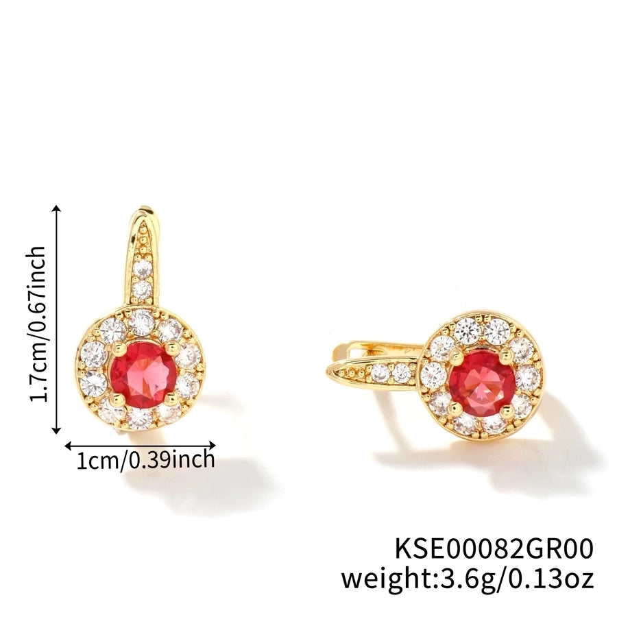 1 Pair Glam Shiny Korean Style Round Inlay Copper Zircon K Gold Plated Rhodium Plated Ear clip