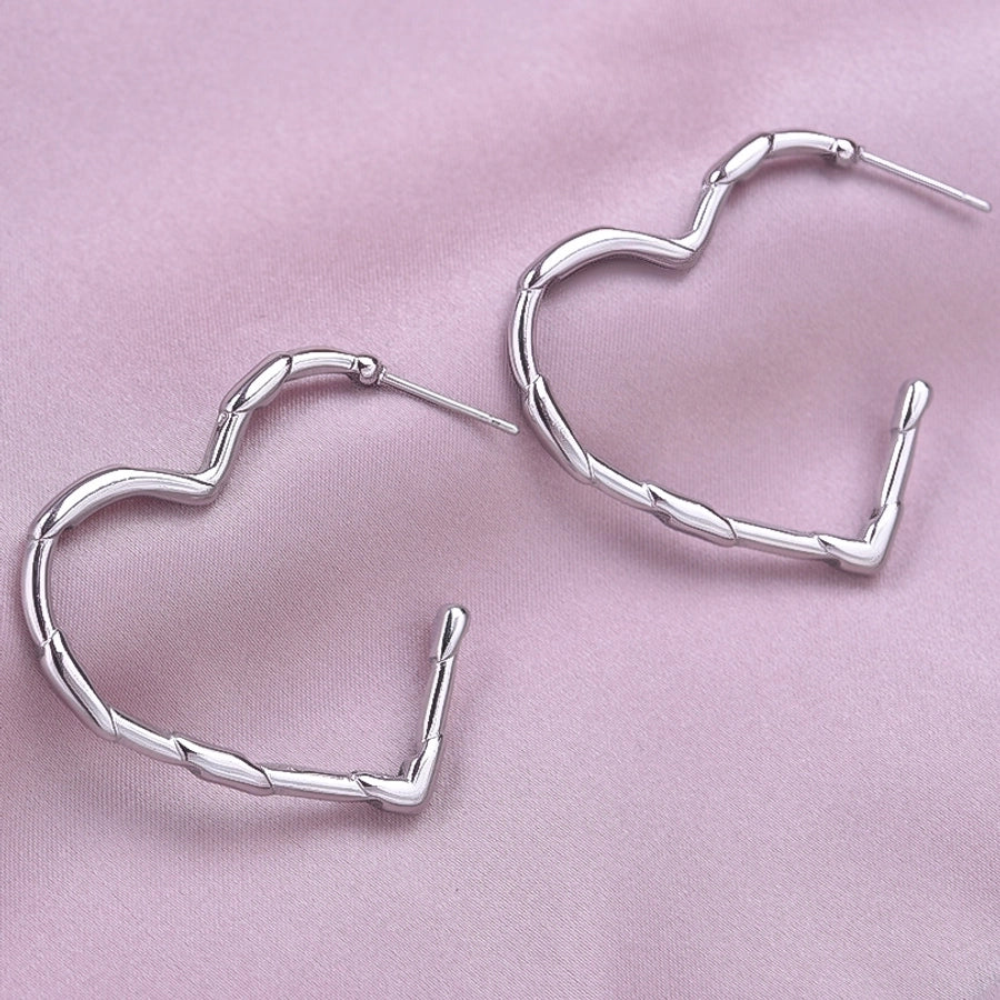 1 Pair Simple Style Classic Style Heart Shape Plating 304 Stainless Steel Ear Studs