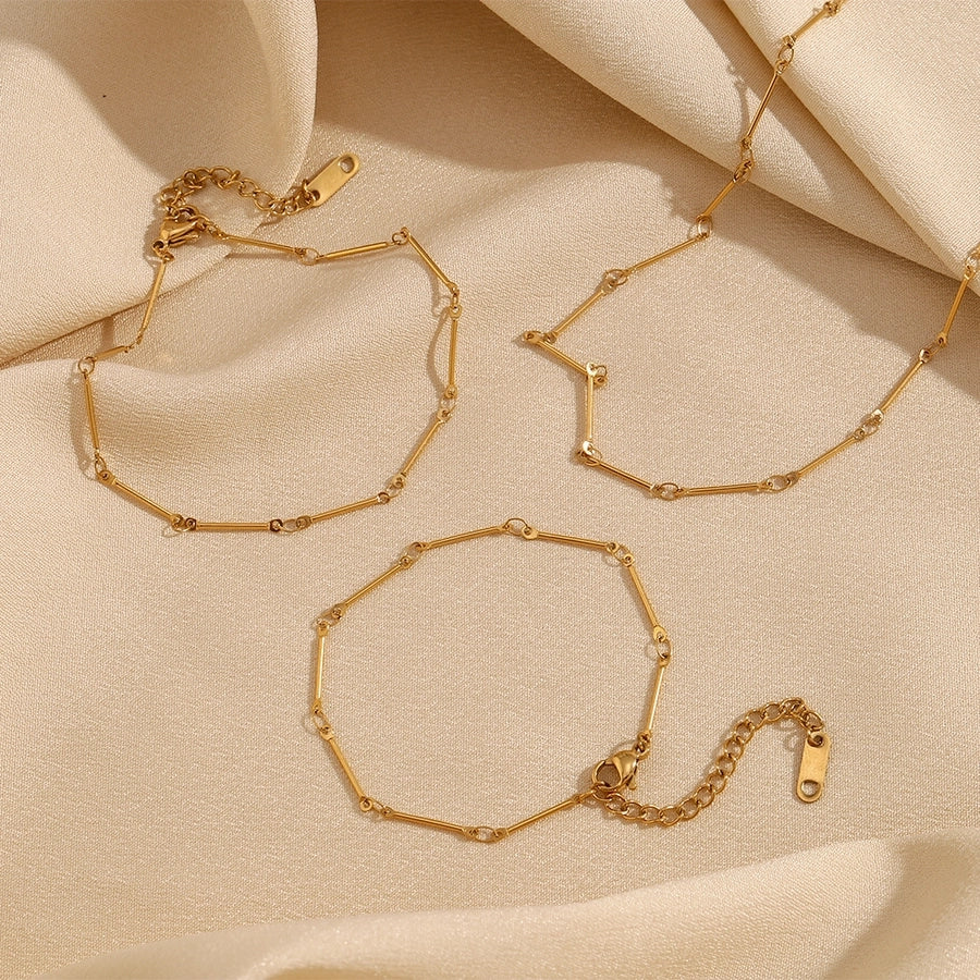 Jewelry Simple Style Solid Color 304 Stainless Steel Titanium Steel 18K Gold Plated Bracelets Anklet Necklace