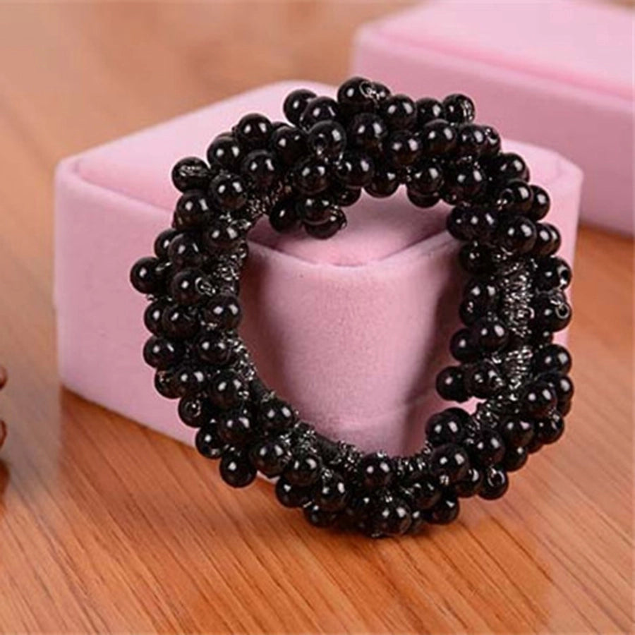 pure color artificial pearl elastic hair rope