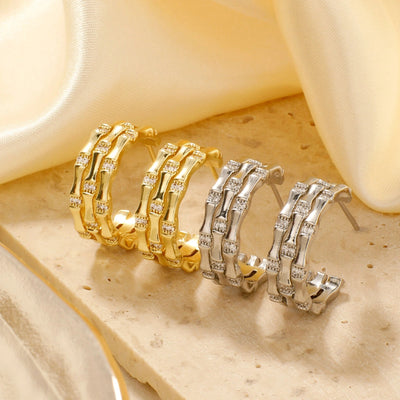 1 Pair Elegant Lady Shiny Geometric Inlay Copper Zircon K Gold Plated Rhodium Plated Earrings