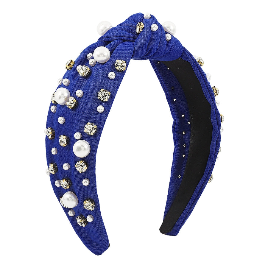 fashion solid color imitation pearl cloth rhinestone hair band