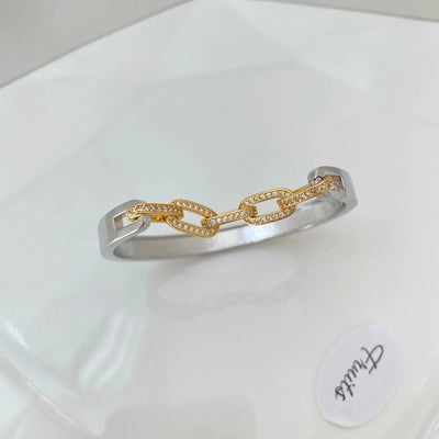 Jewelry Vintage Style Geometric Copper Zircon Mixed Metal Plating Bangle