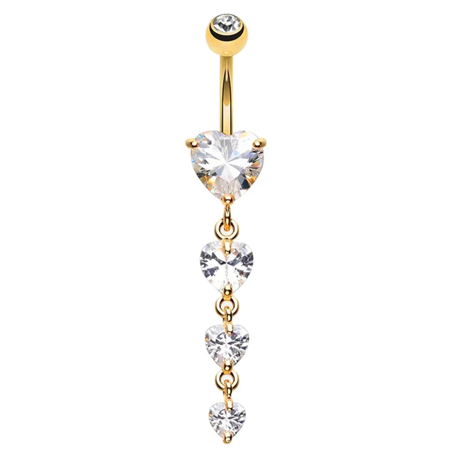 1 Piece Belly Rings Simple Style Moon 316 Stainless Steel  Inlay Zircon