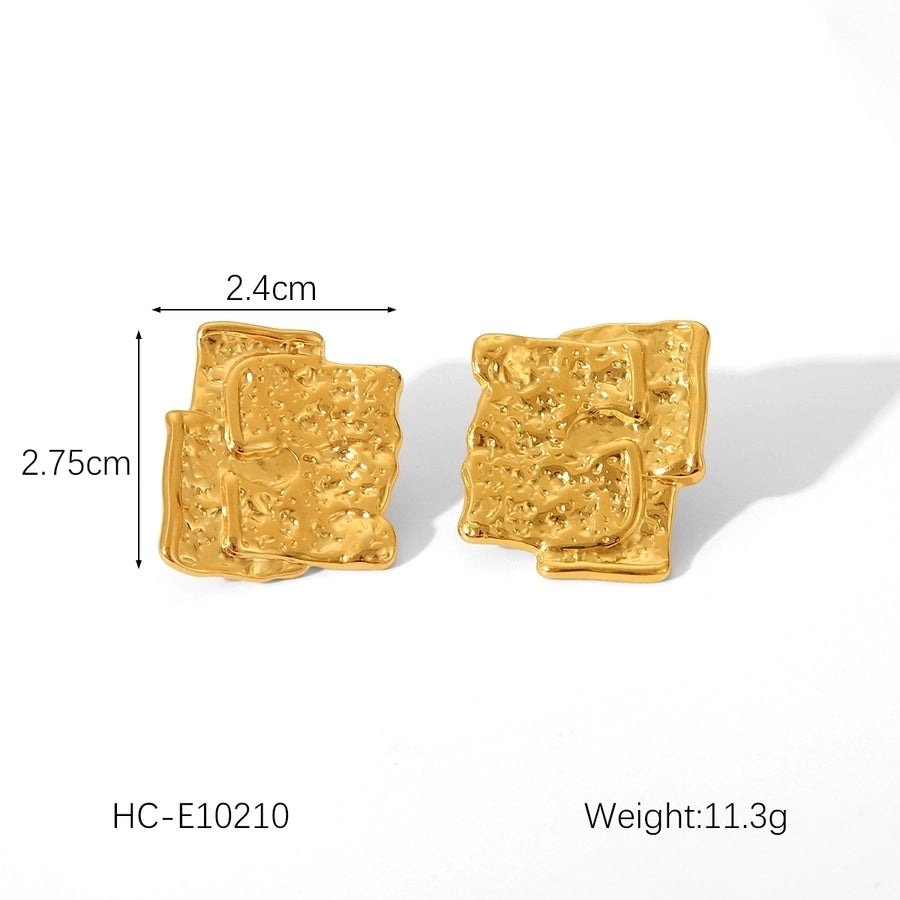 1 Pair IG Style Geometric Solid Color Plating 304 Stainless Steel 18K Gold Plated Drop Earrings Ear Studs