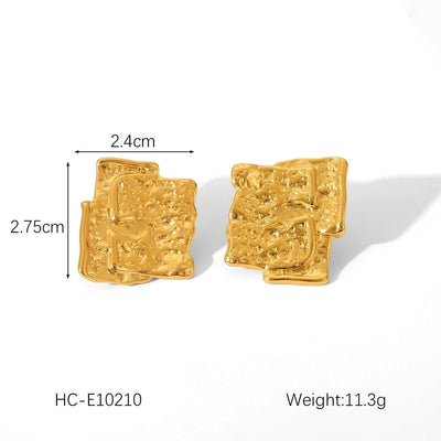 1 Pair IG Style Geometric Solid Color Plating 304 Stainless Steel 18K Gold Plated Drop Earrings Ear Studs