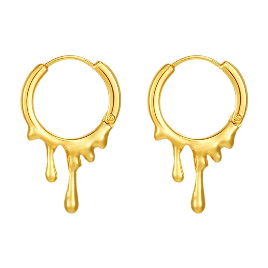 1 Pair Simple Style Water Droplets Solid Color Titanium Steel Earrings