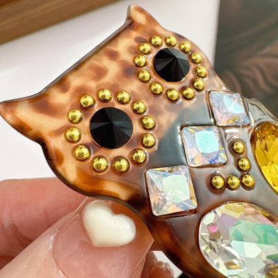 Women's Cute Owl Acetic acid sheets Inlay Rhinestones Rubber Band
