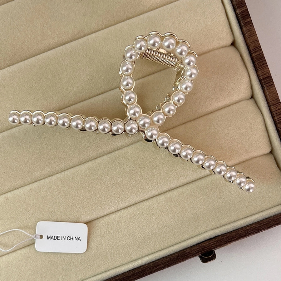 elegant geometric alloy inlay artificial pearls hair claws