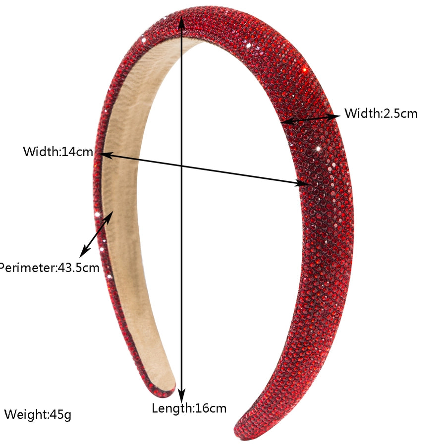 Women's Vacation Simple Style Solid Color Alloy Sponge Inlay Rhinestones Hair Band