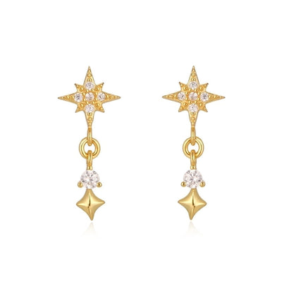 1 Pair Hip-Hop French Style Cool Style Devil's Eye Star Irregular Copper Zircon 24K Gold Plated Hoop Earrings Drop Earrings Ear Cuffs