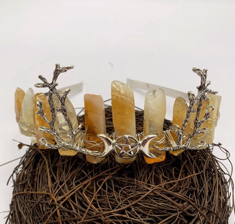 bridal ethnic style moon branches crown crystal handmade hair band