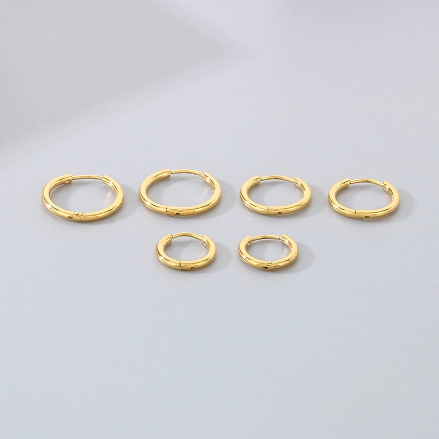 1 Pair Simple Style Round 304 Stainless Steel 18K Gold Plated Earrings