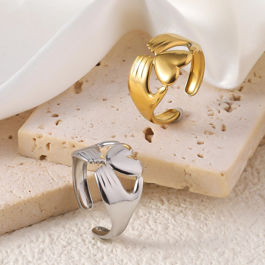 Jewelry Elegant Heart Shape Titanium Steel Open Rings