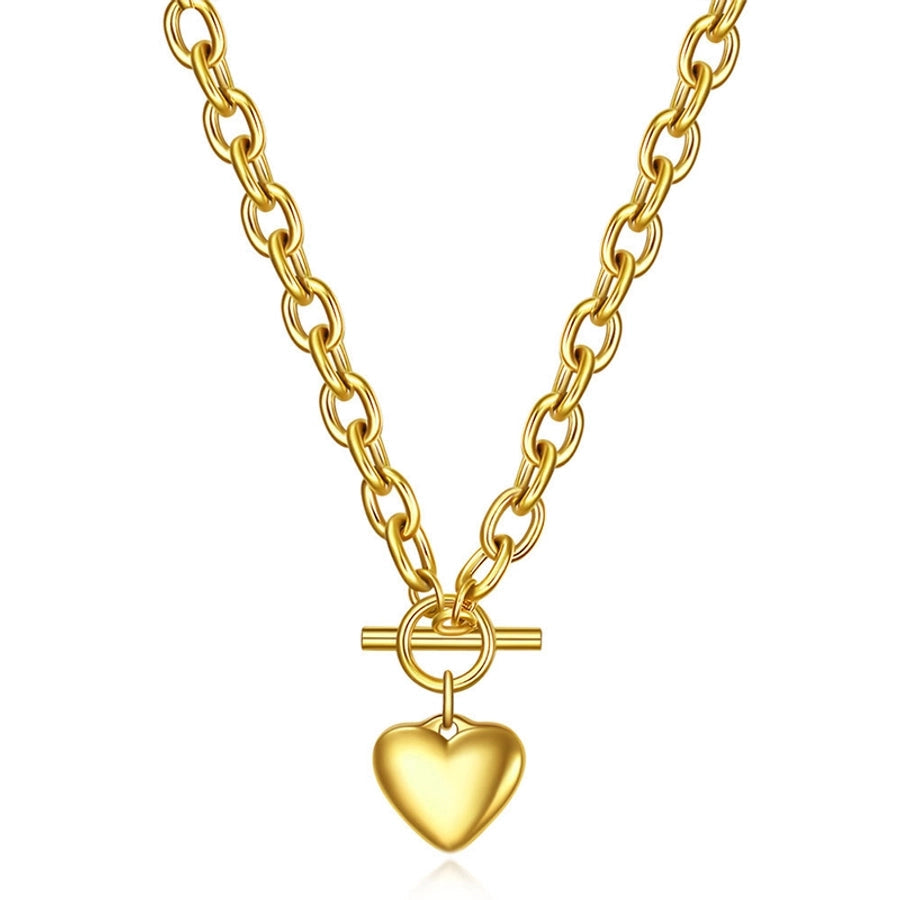 Jewelry Simple Style Classic Style Heart Shape 304 Stainless Steel Gold Plated Bracelets Necklace