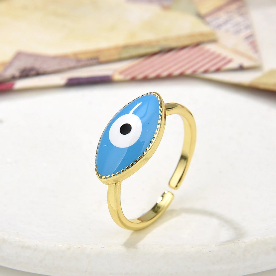 Copper Plating 18K Color Retaining Glossy Dripping Oval Open Ring