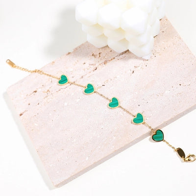 Cute Heart Shape 304 Stainless Steel 18K Gold Plated Acrylic cable chain Bracelets In Bulk