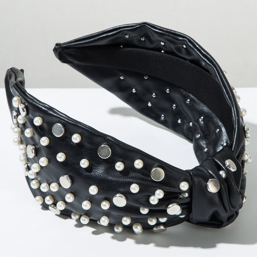 Women's Hip-Hop Punk Solid Color Pu Leather Alloy  Hair Band