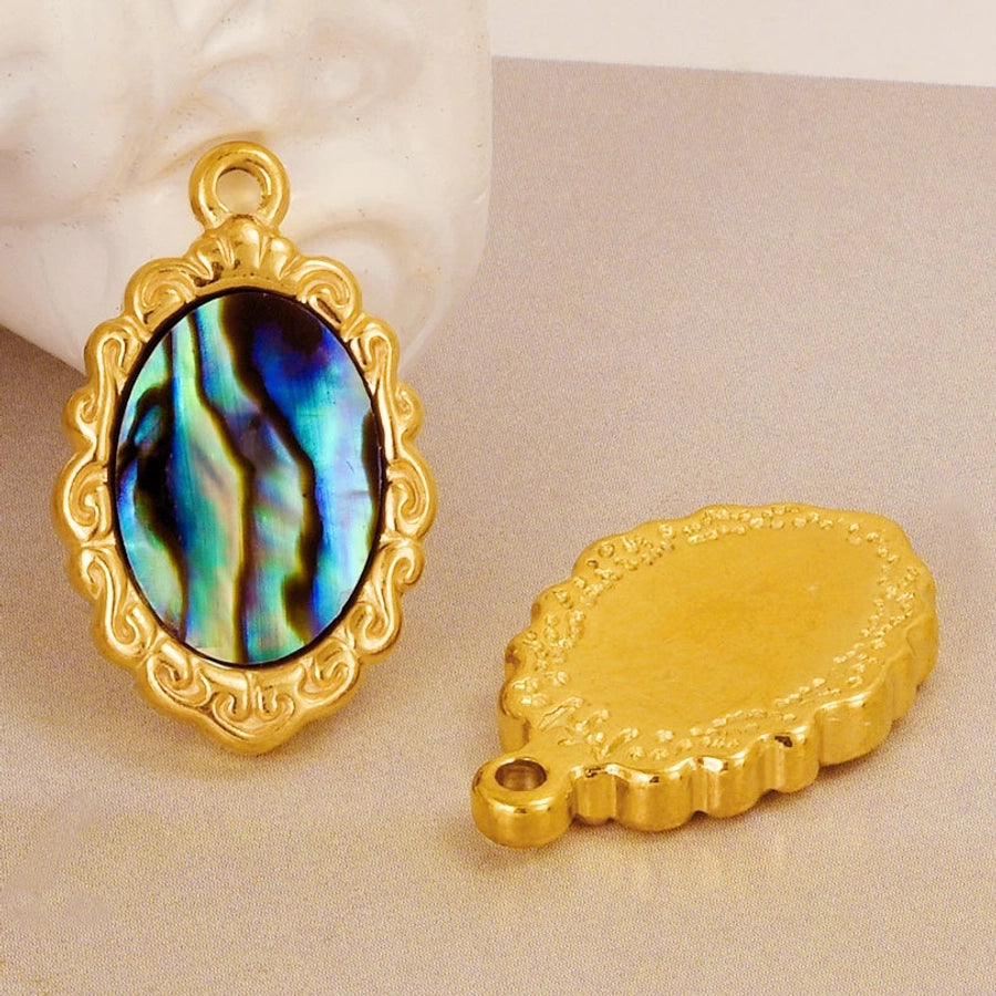 Jewelry Vintage Style Classic Style Oval 304 Stainless Steel Shell Abalone Shell 18K Gold Plated Irregular Plating Pendant Necklace