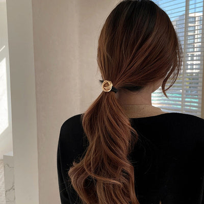 lady circle alloy rubber band plating hair tie
