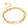 Elegant Round Titanium Steel 18K Gold Plated Beaded Chain Bracelets In Bulk