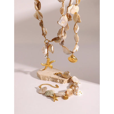 Jewelry Hawaiian Tropical Classic Style Shell 304 Stainless Steel Jewelry Set