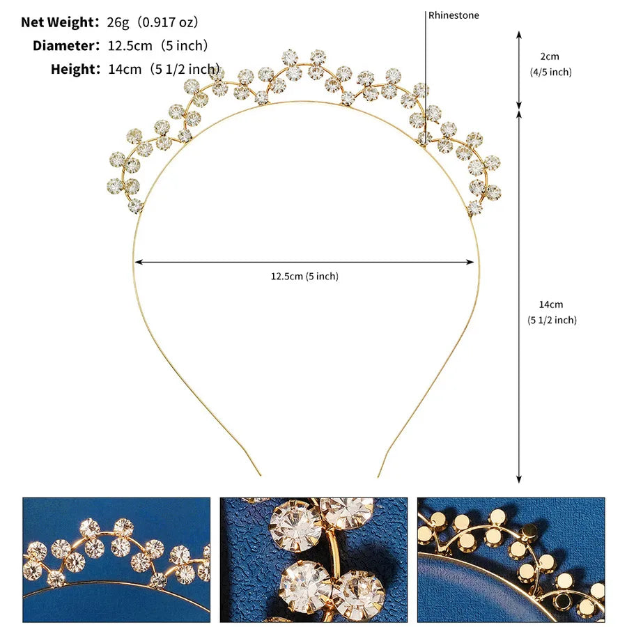 simple style round alloy inlay zircon hair band