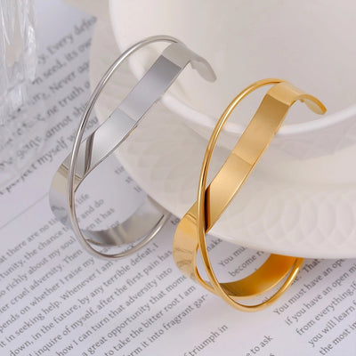 Casual Simple Style Geometric Titanium Steel Wide Bracelet In Bulk