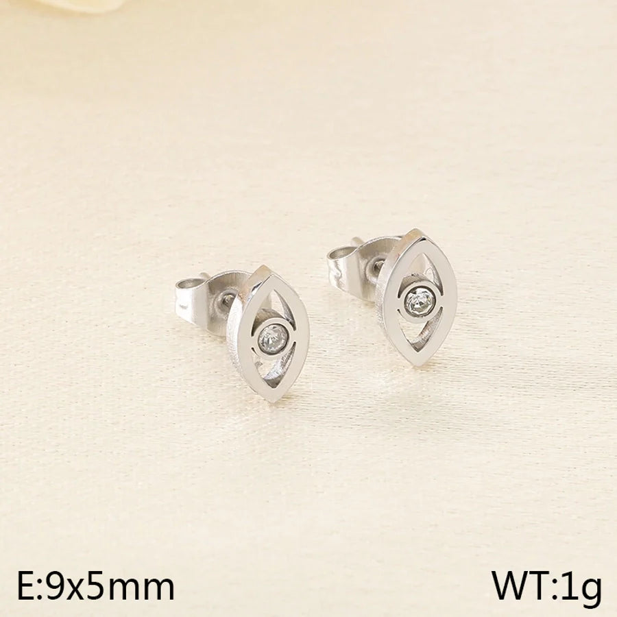 1 Pair Vintage Style Water Droplets Hollow Out Inlay 304 Stainless Steel Zircon 18K Gold Plated Ear Studs