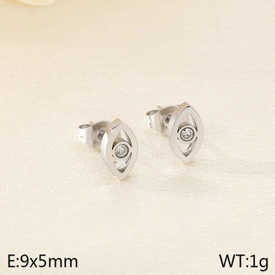 1 Pair Vintage Style Water Droplets Hollow Out Inlay 304 Stainless Steel Zircon 18K Gold Plated Ear Studs