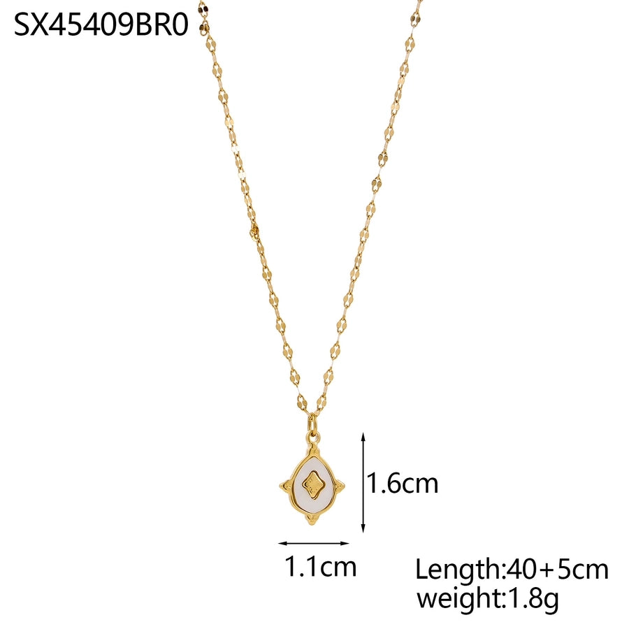 Jewelry Casual Elegant Cross Heart Shape 304 Stainless Steel Shell 18K Gold Plated Pendant Necklace