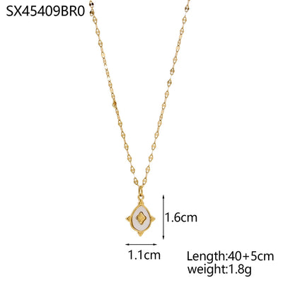 Jewelry Casual Elegant Cross Heart Shape 304 Stainless Steel Shell 18K Gold Plated Pendant Necklace