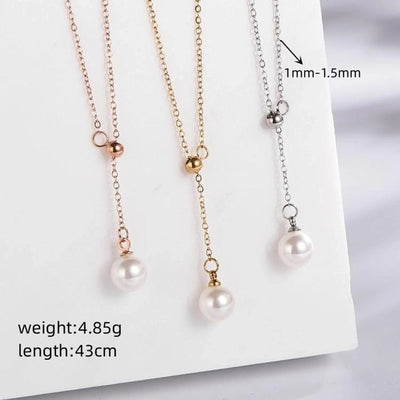 Jewelry Vintage Style Simple Style Classic Style Round 304 Stainless Steel Pearl Gold Plated Inlay Pendant Necklace