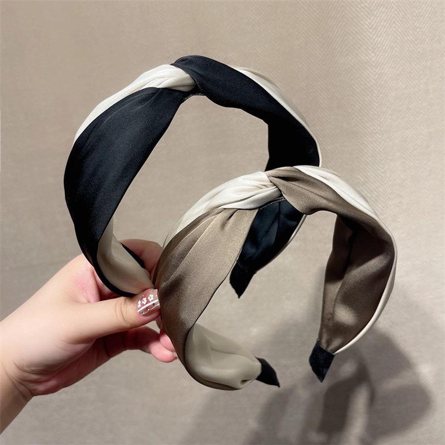 fashion color block satin hair band