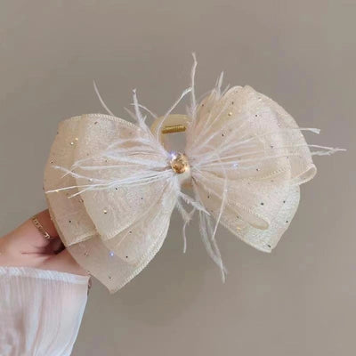 simple style bow knot cloth patchwork hair claws