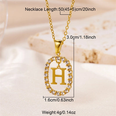 Jewelry Sweet Simple Style Artistic Letter 304 Stainless Steel Artificial Diamond Inlay Pendant Necklace