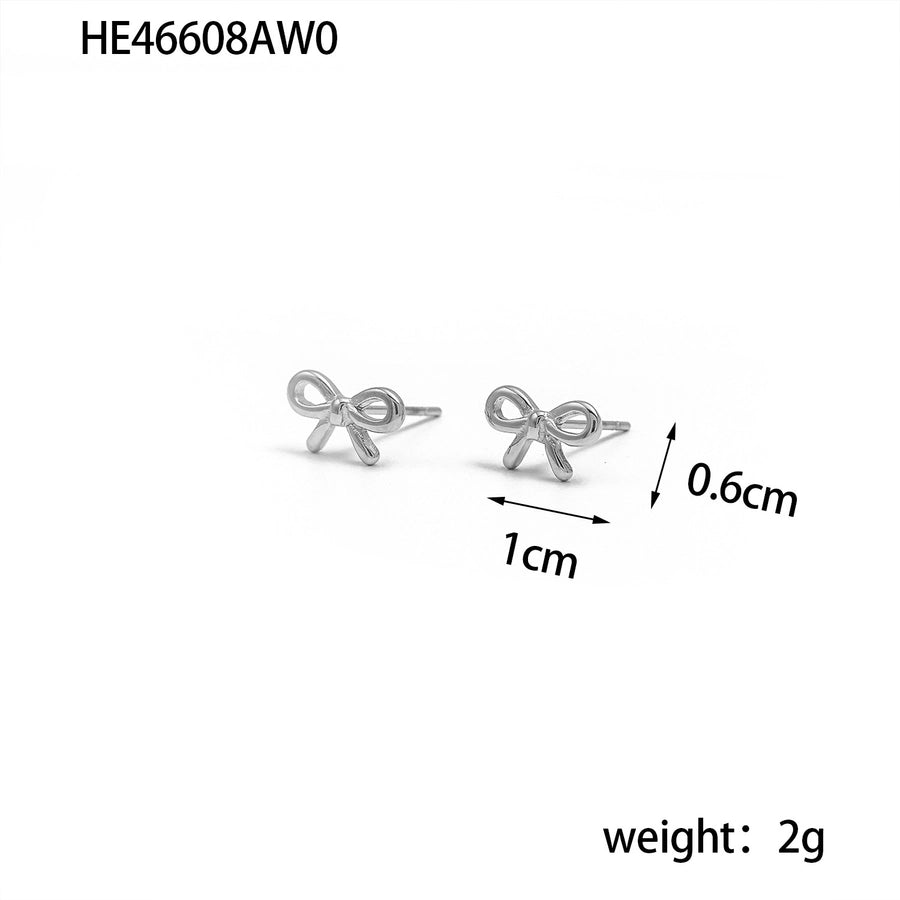 1 Pair Elegant Bow Knot 304 Stainless Steel 18K Gold Plated Drop Earrings