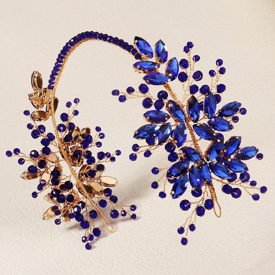 Women's Elegant Shiny Leaf Alloy Inlay Rhinestones Hair Band