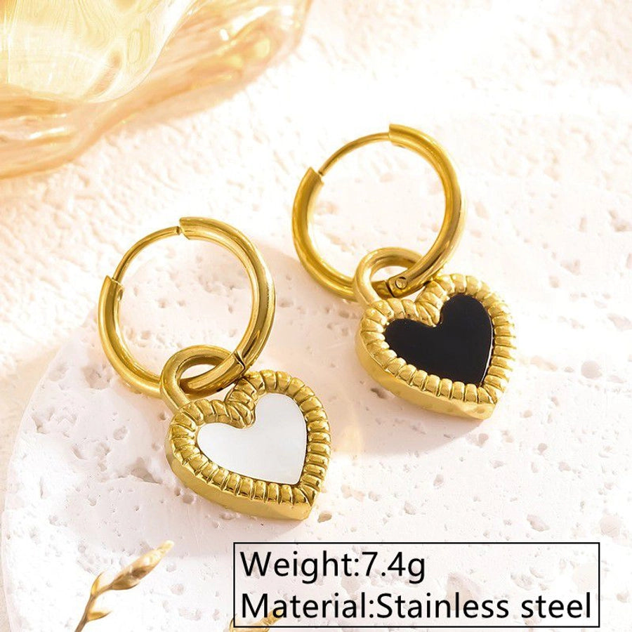 Jewelry Tropical Simple Style Classic Style Heart Shape 304 Stainless Steel 18K Gold Plated Plating Jewelry Set