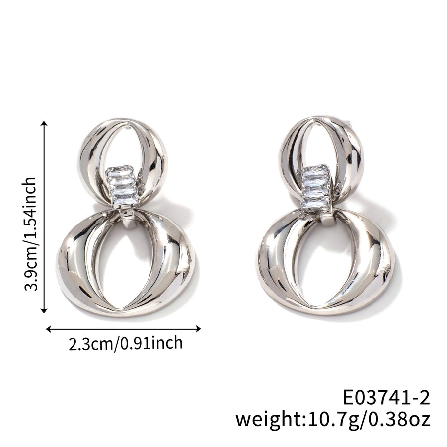 1 Pair Elegant Glam Shiny Geometric Inlay Copper Zircon K Gold Plated Rhodium Plated Drop Earrings