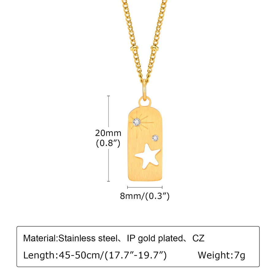 Jewelry IG Style Simple Style Geometric Star 201 Stainless Steel Zircon 18K Gold Plated Hollow Out Inlay Pendant Necklace