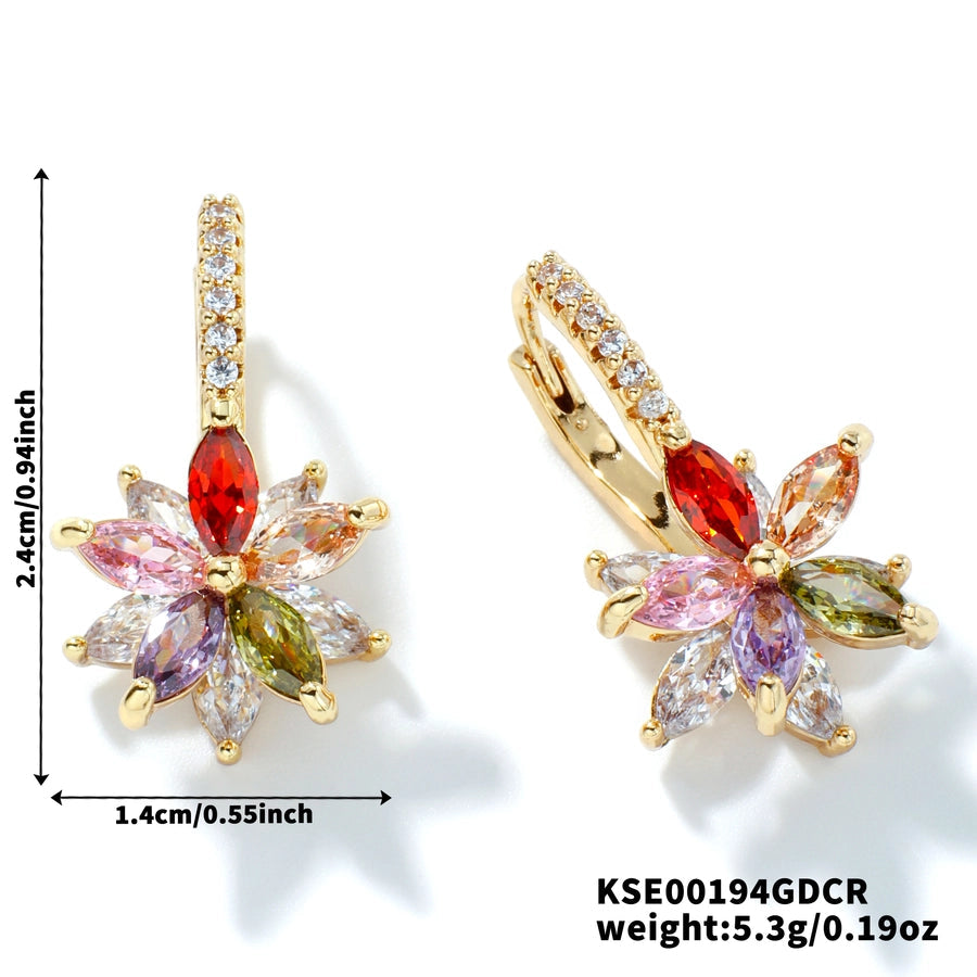 1 Pair Artistic Shiny Geometric Inlay Copper Zircon K Gold Plated Drop Earrings