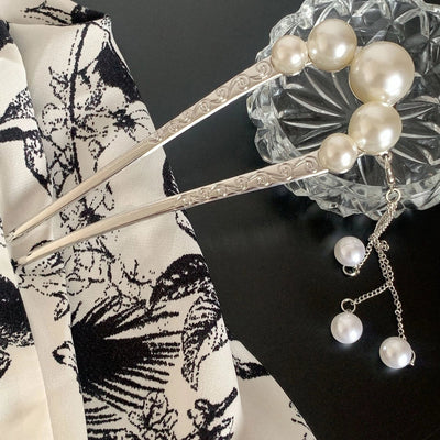 elegant classical geometric imitation pearl alloy plating hairpin