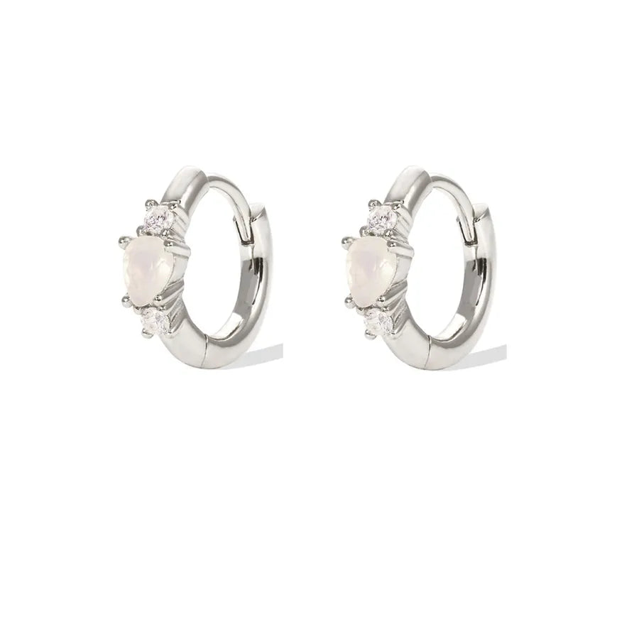 1 Piece 1 Pair 925 Sterling Silver Solid Color 18K Gold Plated White Gold Plated Hoop Earrings