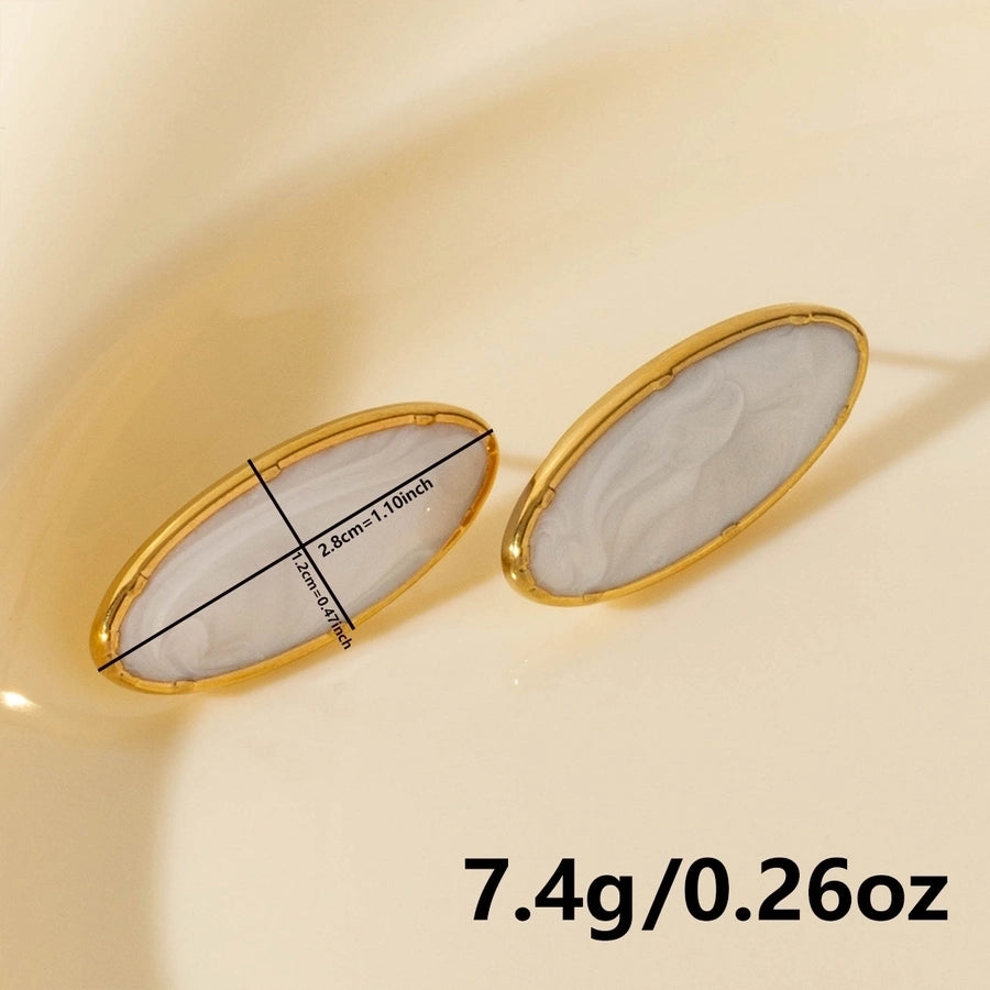1 Pair Elegant Geometric Oval 304 Stainless Steel Ear Studs