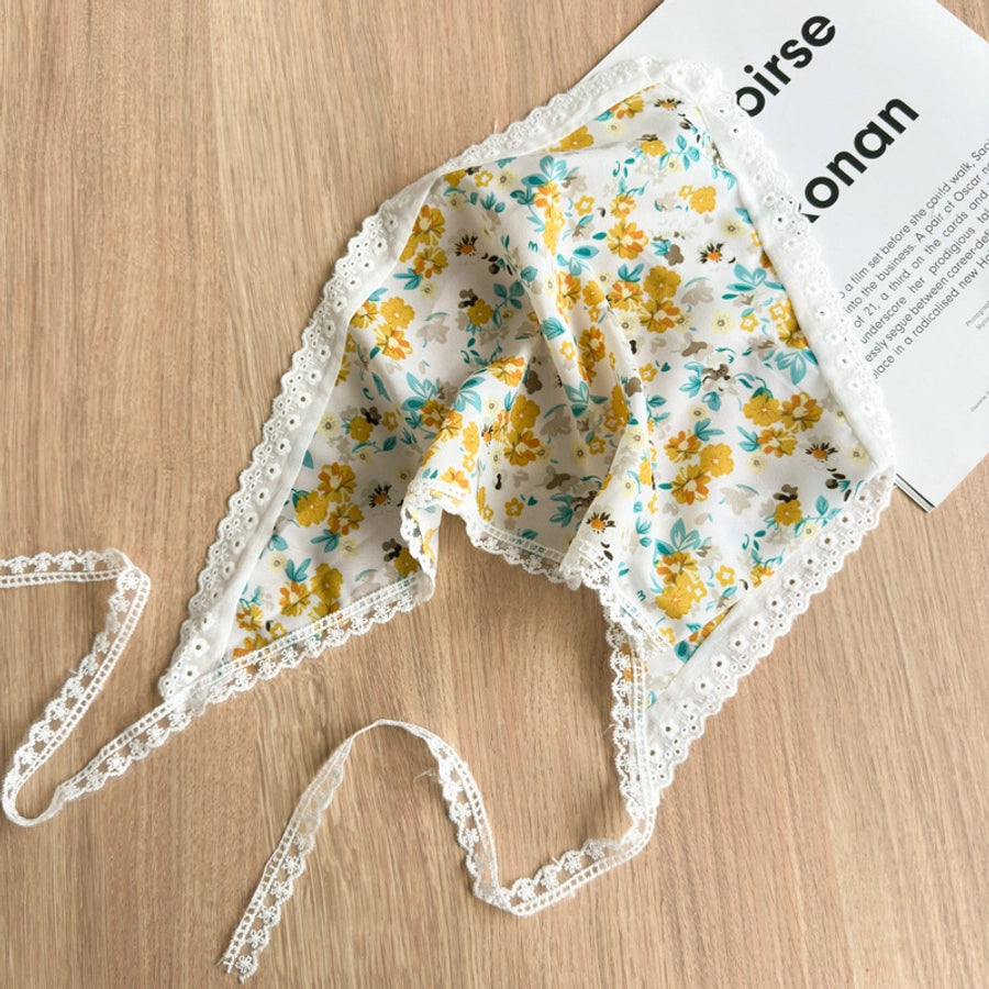 Three-State New Fresh Lace Edge Triangular Binder Small Floral Daisy Headcloth Long Summer Outing Hair Accessories