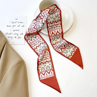 women's sweet letter plaid flower silk scarf printing hair band
